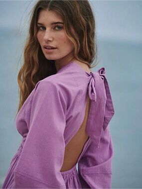 Free People Lavender Open-Back Dress